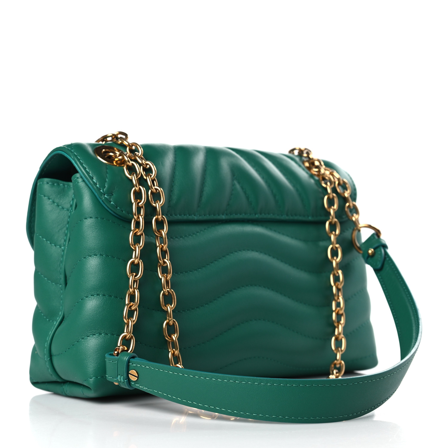 LOUIS VUITTON Calfskin New Wave Chain Bag MM Emerald